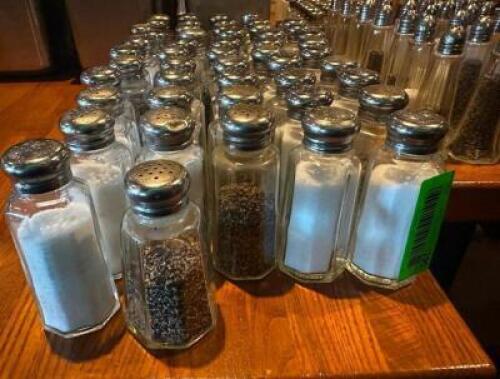 DESCRIPTION (45) GLASS SALT AND PEPPER SHAKERS. THIS LOT IS: SOLD BY THE PIECE LOCATION ROOM 1 QTY 45