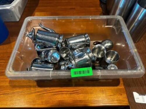 DESCRIPTION (1) LOT OF STAINLESS CREAMER DECANTERS. LOCATION ROOM 1