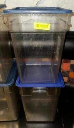 DESCRIPTION (2) 22 QT PLASTIC CONTAINER SW/ LIDS SIZE 22 QT THIS LOT IS: SOLD BY THE PIECE LOCATION ROOM 1 QTY 2