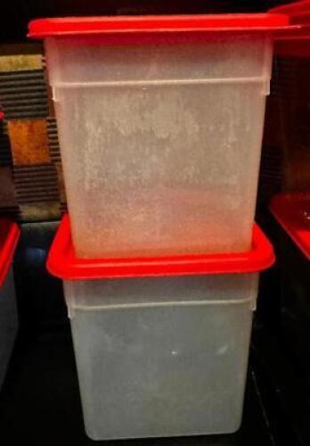 DESCRIPTION (2) 8 QT PLASTIC CONTAINERS W/ LIDS SIZE 8 QT THIS LOT IS: SOLD BY THE PIECE LOCATION ROOM 1 QTY 2