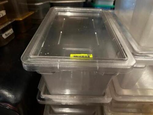 DESCRIPTION (3) 8 GALLON PLASTIC CONTAINERS W/ LIDS THIS LOT IS: SOLD BY THE PIECE LOCATION ROOM 1 QTY 3