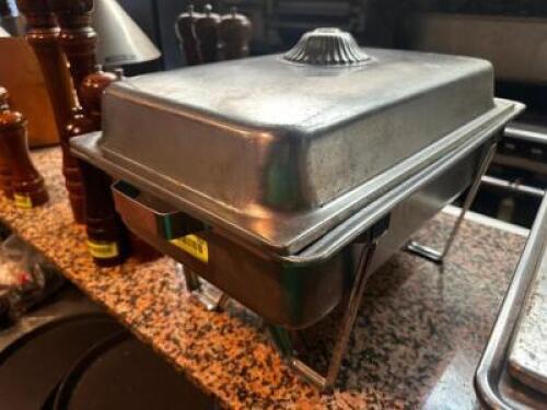DESCRIPTION FULL SIZE CHAFFER DISH W/ STAND, LID, AND WATER PAN LOCATION KITCHEN QTY 1