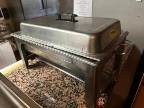 DESCRIPTION FULL SIZE CHAFFER DISH W/ STAND, LID, AND WATER PAN LOCATION KITCHEN QTY 1