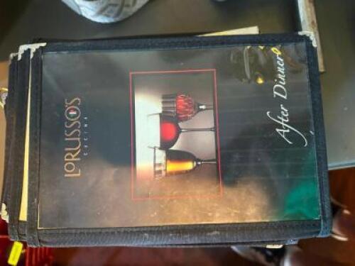 DESCRIPTION (12) LORUSSO'S CLEAR PLASTIC DRINK MENUS W/ COVERS THIS LOT IS: SOLD BY THE PIECE LOCATION ROOM 1 QTY 12