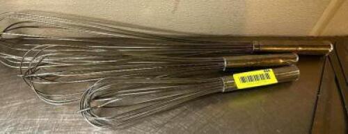 DESCRIPTION (3) ASSORTED STAINLESS WISK'S THIS LOT IS: SOLD BY THE PIECE LOCATION KITCHEN QTY 3