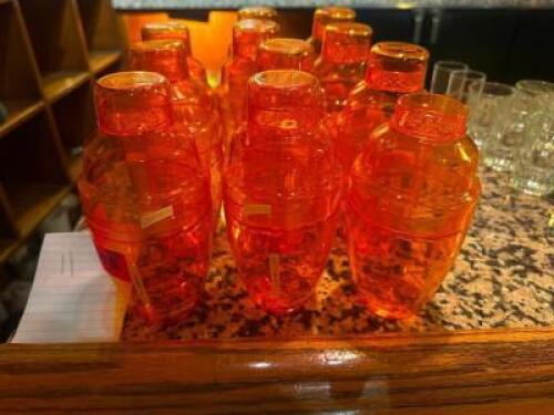 DESCRIPTION (11) ORANGE PLASTIC BAR SHAKERS. THIS LOT IS: ONE MONEY LOCATION BAR QTY 1