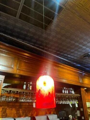 DESCRIPTION (5) YELLOW AND RED PENDANT BAR LIGHTS. MURANO ITALIAN GLASS ADDITIONAL INFORMATION LADDER REQUIRED FOR REMOVAL THIS LOT IS: SOLD BY THE PI