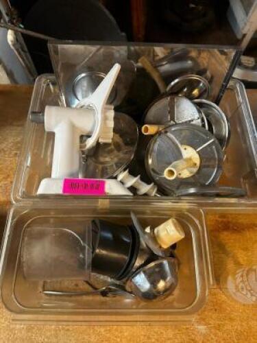 DESCRIPTION (2) PLASTIC CONTAINERS W/ FOOD PROCESSOR ATTACHMENTS. THIS LOT IS: ONE MONEY LOCATION BASEMENT 1 QTY 1