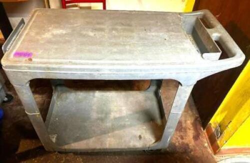 DESCRIPTION TWO TIER GREY PLASTIC UTILITY CART LOCATION BASEMENT 1 QTY 1