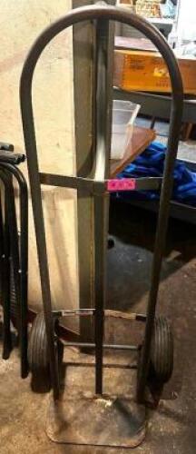 DESCRIPTION TWO WHEEL HAND TRUCK ( GREY ) ADDITIONAL INFORMATION AIR TIRES. NEED INFLATED LOCATION BASEMENT 1 QTY 1