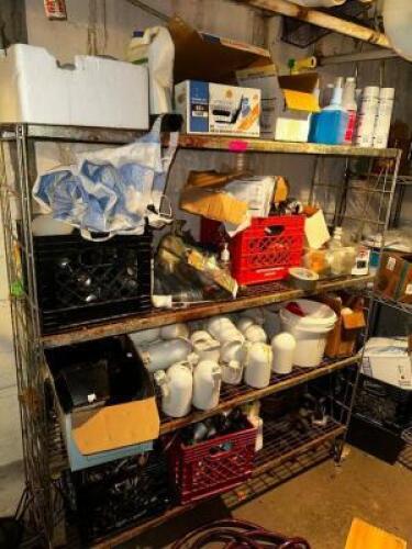 DESCRIPTION CONTENTS OF SHELF - ASSORTED CLEANING SUPPLIES. THIS LOT IS: ONE MONEY LOCATION BASEMENT 1 QTY 1