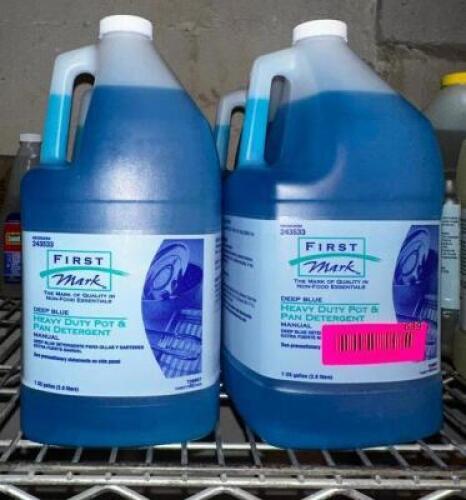 DESCRIPTION (4) GALLONS OF FIRST MARK PAN DETERGENT. THIS LOT IS: SOLD BY THE PIECE LOCATION BASEMENT 1 QTY 4