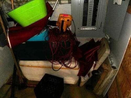 DESCRIPTION ELECTRIC BLOWER, COOLER, EXTENSION CORD. ADDITIONAL INFORMATION CONTENTS OF CORNER. LOCATION BASEMENT 1 QTY 1