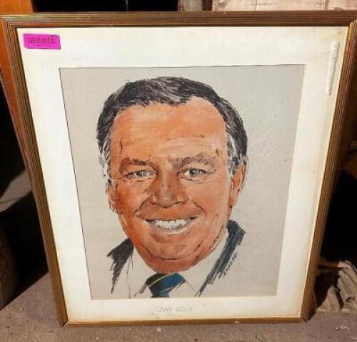 DESCRIPTION "DAN KELLY" FRAMED DRAWING. LOCATION BASEMENT 3 QTY 1