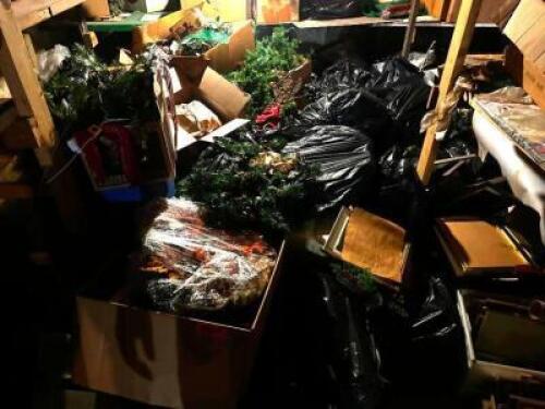 DESCRIPTION (1) LARGE LOT OF ASSORTED GARLAND AND CHRISTMAS DECORATIONS. THIS LOT IS: ONE MONEY LOCATION BASEMENT 3 QTY 1