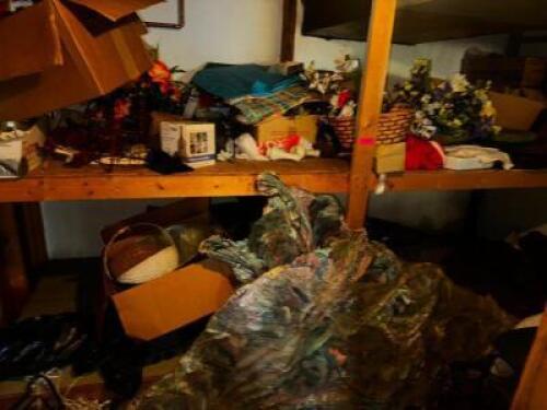 DESCRIPTION CONTENTS OF (3) WOODEN SHELVES - ASSORTED CHRISTMAS DECORATIONS LOCATION BASEMENT 2 QTY 1