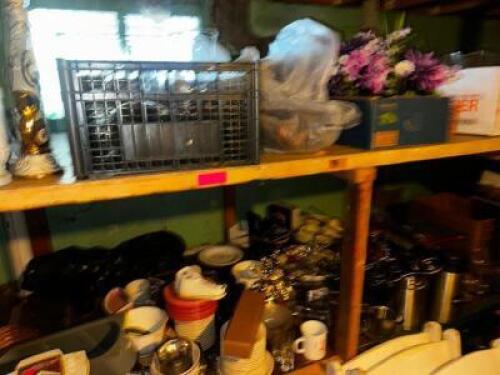 DESCRIPTION CONTENTS OF (2 WOODEN SHELVES - ASSORTED SMALL WARES LOCATION BASEMENT 2 QTY 1