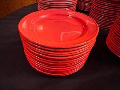 DESCRIPTION (60) 7" RED CERAMIC PLATES. SIZE 7" THIS LOT IS: SOLD BY THE PIECE LOCATION ROOM 3 QTY 60