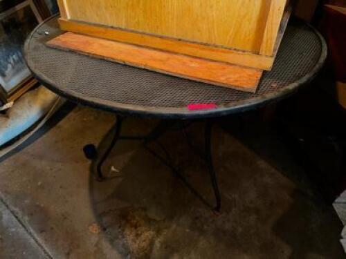 DESCRIPTION 48" ROUND METAL PATIO TABLE ADDITIONAL INFORMATION NO CHAIRS LOCATION STORAGE SHED QTY 1