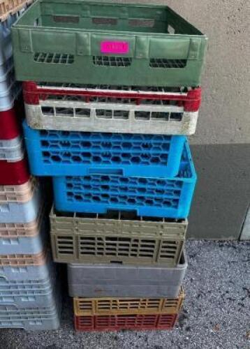 DESCRIPTION (7) ASSORTED GLASS RACKS ( EMPTY) THIS LOT IS: SOLD BY THE PIECE LOCATION STORAGE SHED QTY 7
