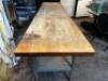 DESCRIPTION: 113" X 27" BUTCHER BLOCK TABLE W/ GALVANIZED BASE. SIZE: 113" X 27" LOCATION: BASEMENT 1 QTY: 1 - 4