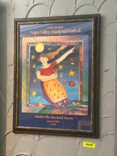 DESCRIPTION: NAPA VALLEY MUSTARD FESTIVAL FRAMED PRINT SIZE: 21" X 27" LOCATION: ROOM 1 THIS LOT IS: ONE MONEY QTY: 1