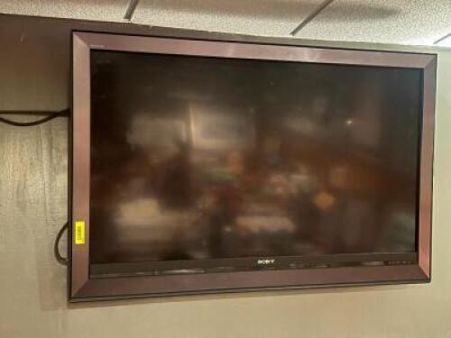DESCRIPTION: 60" WALL MOUNTED TV BRAND / MODEL: SONY LOCATION: ROOM 3 THIS LOT IS: ONE MONEY QTY: 1