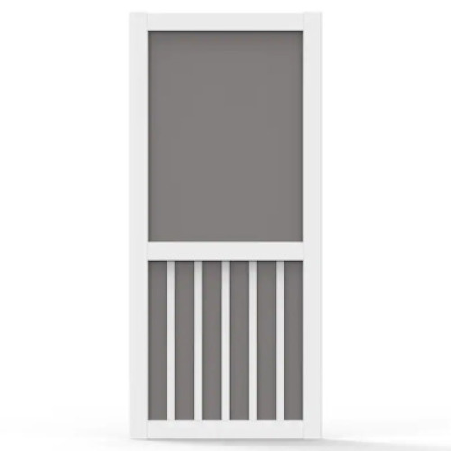 5-BAR WHITE VINYL FRAME HINGED SCREEN DOOR