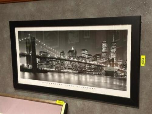 DESCRIPTION: NYC SKYLINE FRAMED PRINT SIZE: 43" X 24" LOCATION: ROOM 3 THIS LOT IS: ONE MONEY QTY: 1