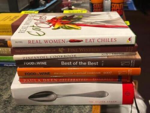 DESCRIPTION: (10) - ASSORTED BOOKS ADDITIONAL INFORMATION: COOK BOOKS, HISTORY BOOKS, FICTION. ETC. LOCATION: ROOM 3 THIS LOT IS: ONE MONEY QTY: 1