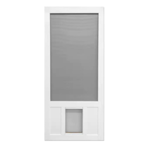 CHESAPEAKE WHITE VINYL FRAME HINGED PET DOOR SCREEN DOOR