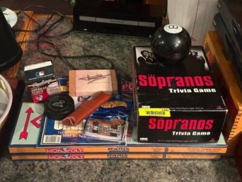DESCRIPTION: SMALL GROUP OF ASSORTED MEMORABILIA AND BOARD GAMES LOCATION: ROOM 3 THIS LOT IS: ONE MONEY QTY: 1