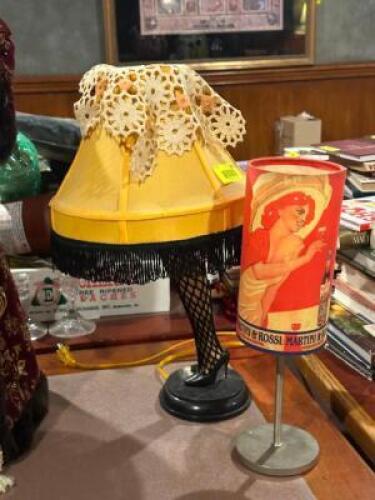 DESCRIPTION: MINIATURE LEG LAMP AND TABLE LIGHT LOCATION: ROOM 3 THIS LOT IS: ONE MONEY QTY: 1