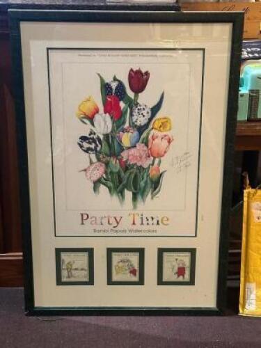 DESCRIPTION: "PARTY TIME" FRAMED WATERCOLOR PRINT SIZE: 28" X 42" LOCATION: ROOM 3 THIS LOT IS: ONE MONEY QTY: 1