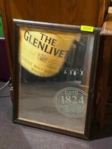 DESCRIPTION: THE GLENLIVET BAR MIRROR SIZE: 21" X 27" LOCATION: ROOM 3 THIS LOT IS: ONE MONEY QTY: 1
