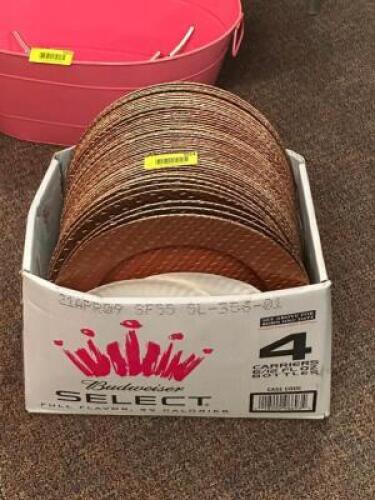 DESCRIPTION: (20) - CT. BOX OF CHARGERS LOCATION: BANQUET ROOM THIS LOT IS: SOLD BY THE PIECE QTY: 20