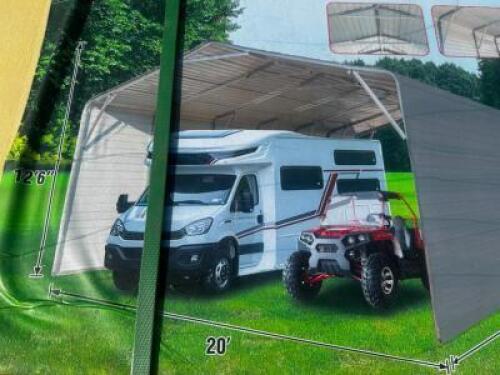 20' X 30' ALL-STEEL CARPORT W/ ENCLOSED SIDE WALLS.