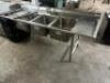 100" THREE WELL STAINLESS POT SINK W/ LEFT AND RIGHT DRY BOARDS. - 2