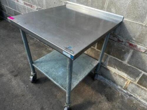 30" X 30" STAINLESS TABLE W/ 1" BACK SPLASH