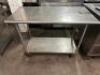 50" X 24" STAINLESS TABLE ON CASTERS.