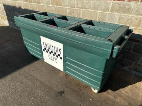 CAMBRO 80" GREEN PLASTIC BUFFET COLD TABLE.
