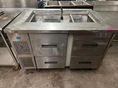 RANDELL FOUR DRAWER OPEN TOP REFRIGERATED PREP TABLE.
