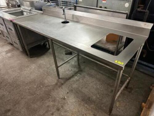 88" X 30" STAINLESS BEVERAGE STATION TABLE W/ WATER DISPENSER.
