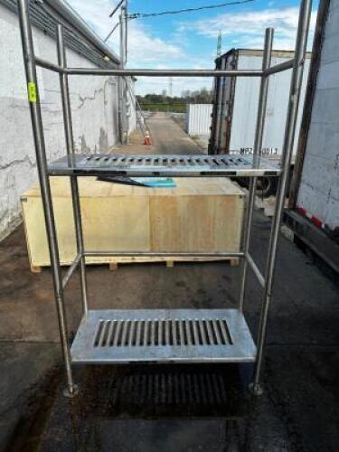 42" X 18" THREE TIER HEAVY DUTY STAINLESS DUNNAGE SHELF.