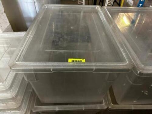 (2) 20 GALLON PLASTIC CONTAINERS W/ LIDS.