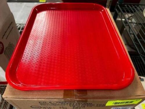 (!2) 13" RED PLASTIC FAST FOOD TRAYS ( NEW )