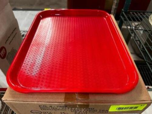 (!2) 13" RED PLASTIC FAST FOOD TRAYS ( NEW )