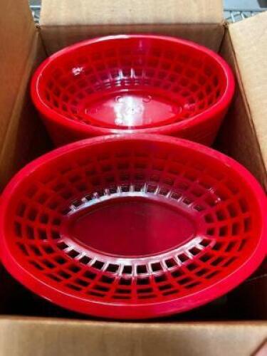 (24) 7" RED PLASTIC FOOD BASKETS ( NEW )