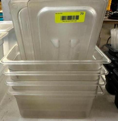 (4) 1/3 SIZE PLASTIC INSERTS W/ LIDS
