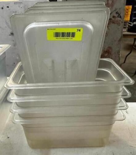 (4) 1/3 SIZE PLASTIC INSERTS W/ LIDS